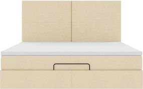 vidaXL Οθωμανικό Κρεβάτι με Στρώμα Κρέμα 160x200cm Ύφασμα