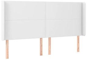 Κεφαλάρι με Πτερύγια Λευκό 203x23x118/128 εκ. Συνθ. Δέρμα 3117785