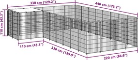vidaXL Σπιτάκι Σκύλου Μαύρο 10,89 μ² Ατσάλινο