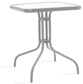 Τραπέζι κήπου Watson pakoworld μέταλλο γκρι-γυαλί 80x80x70εκ - Γυαλί - 130-000029
