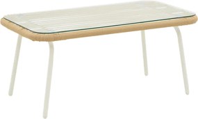 Σαλόνι Bonanza pakoworld σετ 4τμχ rattan μπεζ-αλουμίνιο λευκό