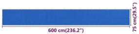 Διαχωριστικό Βεράντας Μπλε 75x600 εκ. από HDPE - Μπλε