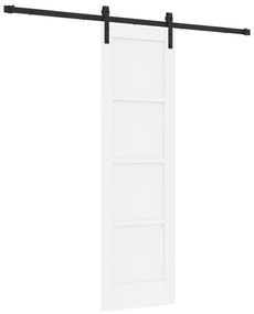 vidaXL Συρόμενη Πόρτα με Σετ Υλικών Λευκή 61x198.5 εκ. Συμπαγές Ξύλο