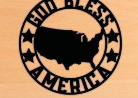 Intra απο ξύλο plywood 3mm-4mm πάχος - God Bless American Map Wall Art Laser Δίασταση 40x50 cm INTRAFABR-69885122