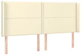 Κεφαλάρι Κρεβατιού LED Κρεμ 203x16x118/128 εκ. Συνθετ. Δέρμα - Κρεμ