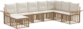 vidaXL Σειρά Καναπέ Εξωτερικού 8 pcs Φυσικό και Κρέμα Λευκό