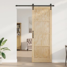vidaXL Συρόμενη Πόρτα με Σετ Αξεσουάρ 83x232 εκ. Στερεού Ξύλου Πεύκου