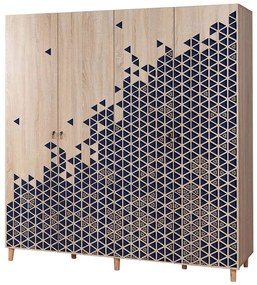 Ντουλάπα Τετράφυλλη Ιmaj 863SPH4223 180x52x192cm Oak-Blue Τετράφυλλη
