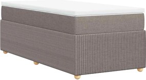vidaXL Κρεβάτι Boxspring με Στρώμα Taupe 90x200 εκ. Υφασμάτινο
