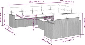 vidaXL Σαλόνι Κήπου Σετ 9 τεμ. Καφέ από Συνθ. Ρατάν με Μαξιλάρια