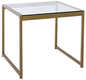 WOODWELL TOLEDO Τραπεζάκι Σαλονιού Καθιστικού, Μέταλλο Βαφή Χρυσό, Γυαλί Clear Tempered 60x60x55cm ΕΜ521