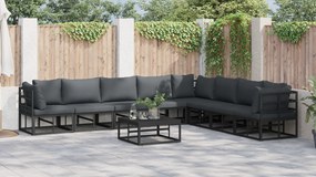 vidaXL Σετ Καναπέ Κήπου 9 pcs Μαύρο 70 x 70 x 32 εκ Αλουμίνιο