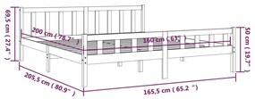 Πλαίσιο Κρεβατιού 160 x 200 εκ. από Μασίφ Ξύλο - Καφέ