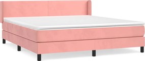 vidaXL Κρεβάτι Boxspring με Στρώμα Ροζ 180x200 εκ. Βελούδινο