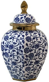 Βάζο Με Καπάκι 0050-225-008 26x39cm Multi-Blue Κεραμικό