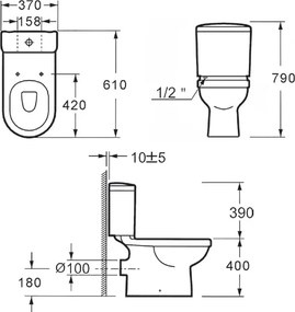Karag Amfipolis Square TR 126 Rimless - Λεκάνη με καζανάκι