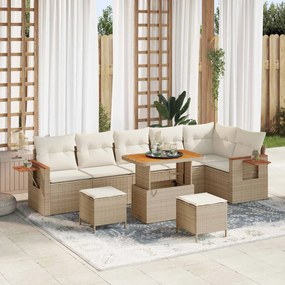 vidaXL Σετ Καναπέ Κήπου 9 pcs Μπεζ συνθετικό ρατάν