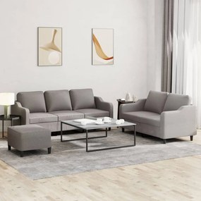 Πολυθρόνες Σετ 3 Τεμαχίων Taupe από Ύφασμα με Μαξιλάρια