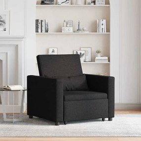 vidaXL Μονός καναπές-κρεβάτι Μαύρο 90 x 165 x 87 εκ. ύφασμα