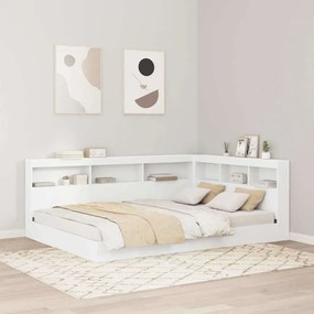 vidaXL Κρεβάτι Βιβλιοθήκη Λευκό 160x200 cm από Επεξεργασμένο Ξύλο