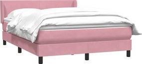 vidaXL Box Spring κρεβάτι με στρώμα ροζ 160x220 cm Βελούδινο