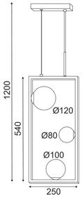 ΚΡΕΜΑΣΤΟ ΦΩΤΙΣΤΙΚΟ 3xG9 QUADRO ΜΑΥΡΟ ΜΕΤ/ΚΟ +ΛΕΥΚΟ ΓΥΑΛΙ 25Χ12Χ120CM - OD91253PB