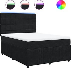 vidaXL Κρεβάτι Boxspring με Στρώμα Μαύρο 140x200 εκ. Βελούδινο