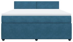 vidaXL Κρεβάτι Boxspring με Στρώμα Μπλε 180x200 εκ. Βελούδινο