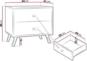 Κομοδίνο Siena-Leuko - 54.00Χ41.00Χ48.00cm
