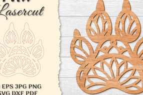 Σετ των 2 Intra απο ξύλο plywood 3mm-4mm πάχος – Paw Mandala Lasercut Δίασταση 20x20 cm INTRAFABR-121332087