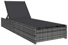 vidaXL Ξαπλώστρα με μαξιλάρι Γκρι 60 x 200 x 27εκ συνθετικό ρατάν