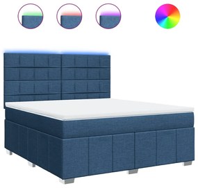 vidaXL Κρεβάτι Boxspring με Στρώμα Μπλε 180x200 εκ. Υφασμάτινο