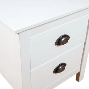 vidaXL Κομοδίνα Hill 2 Τεμ. Λευκά 46x35x49,5 εκ. από Μασίφ Ξύλο Πεύκου