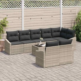 vidaXL Σέτ φαγητού για κήπο με μαξιλάρι 9 pcs Ανοιχτό γκρι