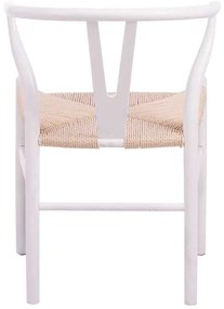 Καρέκλα Wishbone pakoworld rubberwood-σχοινί σε λευκή απόχρωση 53.5x57x74εκ