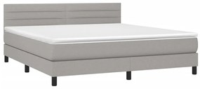 vidaXL Κρεβάτι Boxspring με Στρώμα &amp; LED Αν.Γκρι 180x200 εκ Υφασμάτινο