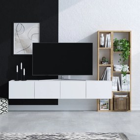 Σύνθεση Τηλεόρασης Λευκό / Δρυς LEBROLO 182x32x25