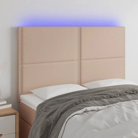 vidaXL Κεφαλάρι Κρεβατιού LED Καπουτσίνο 144x5x118/128 εκ