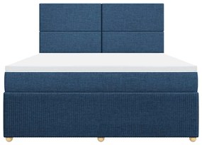 vidaXL Κρεβάτι Boxspring με Στρώμα Μπλε 180x200 εκ. Υφασμάτινο