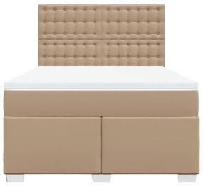 Κρεβάτι Boxspring με Στρώμα Καπουτσίνο 160x200εκ.από Συνθ.Δέρμα - Καφέ