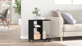 vidaXL Τραπέζι πλευρής με ρόδες, Μαύρο Δρυ, 50x30x55 εκ. από επεξεργασμένο ξύλο