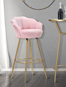 Σκαμπό Μπαρ Ροζ/Χρυσό VIENNA Ροζ και Χρυσό 53x55x110