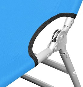 vidaXL Ξαπλώστρα Πτυσσόμενη Τιρκουάζ Μπλε Ατσάλινη με Μαξιλάρι