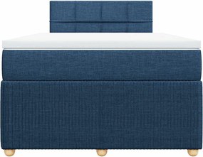 vidaXL Κρεβάτι Boxspring με Στρώμα Μπλε 120x200 εκ. Υφασμάτινο