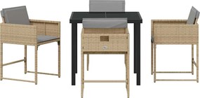 vidaXL Σέτ φαγητού για κήπο 5 pcs Μπεζ συνθετικό ρατάν