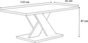 Τραπεζάκι σαλονιού Marcello Megapap χρώμα λευκό 110x55x47εκ.