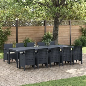 vidaXL Σέτ φαγητού για κήπο 11 pcs Ανθρακί και Κρέμα Μεγάλο