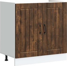 vidaXL Βάση νιπτήρα Lucca 2 pcs Καπνιστό Δρύς Επεξεργασμένο ξύλο