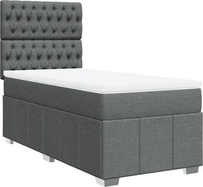 vidaXL Κρεβάτι Boxspring με Στρώμα Σκούρο Γκρι 90x190 εκ. Υφασμάτινο