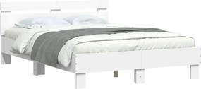 vidaXL Πλαίσιο Κρεβατιού με κεφαλάρι Λευκό 135x190 εκ Επεξεργ. Ξύλο